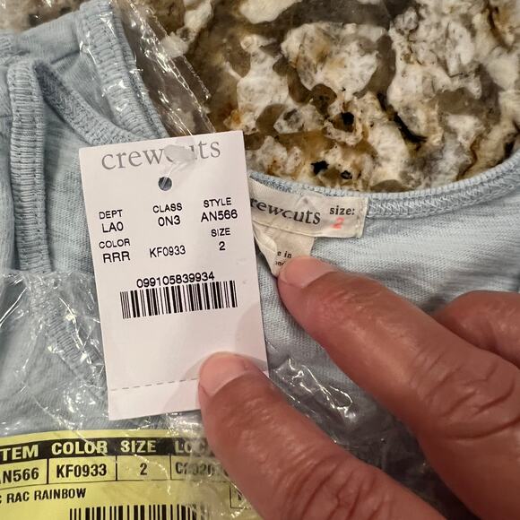 NWT J. Crew Girls' Light Blue Tank W/Rainbow Rickrack - SIZE 2 - Picture 5 of 7